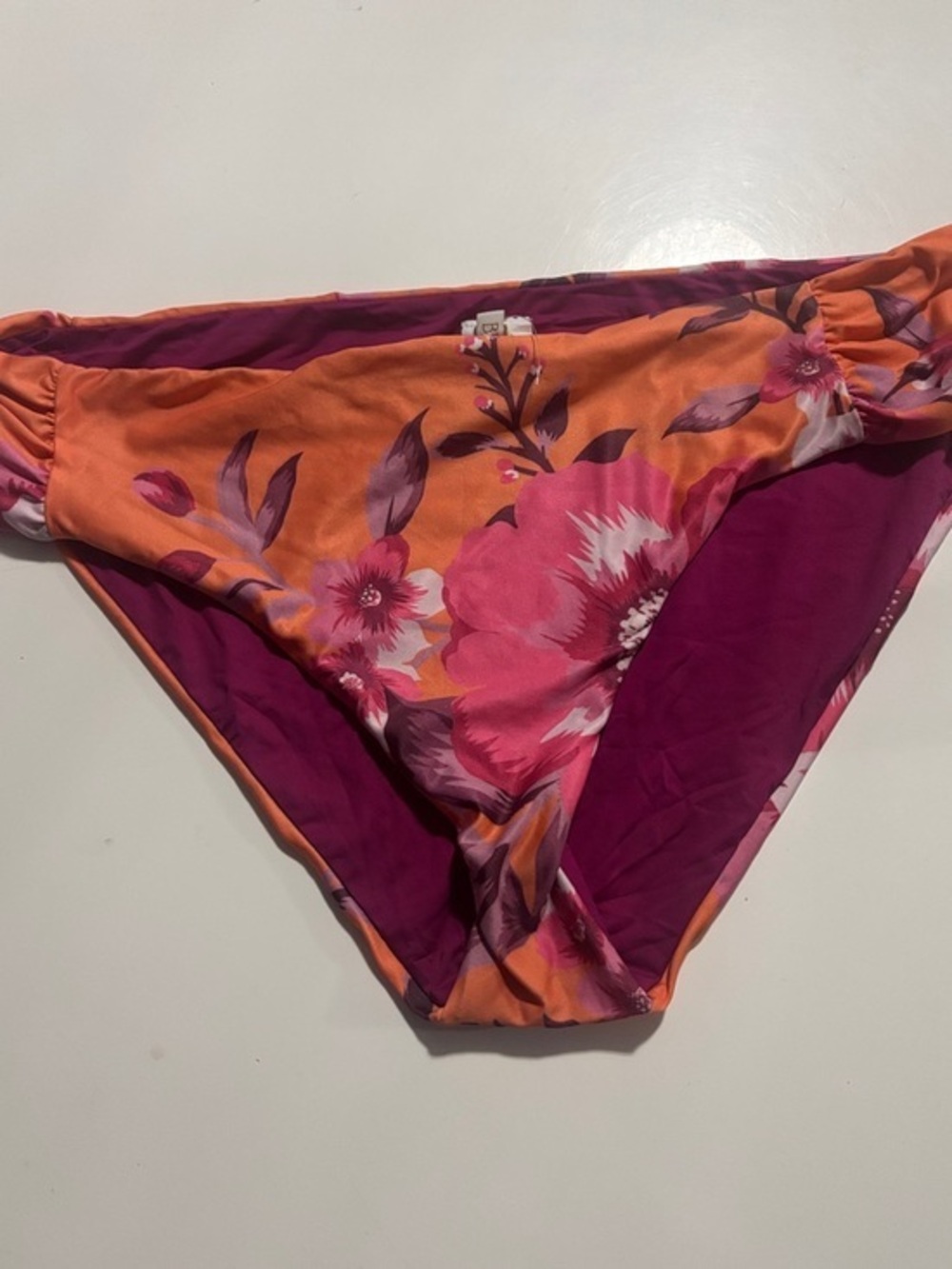 BECCA Orange and Magenta Floral Bikini Bottoms